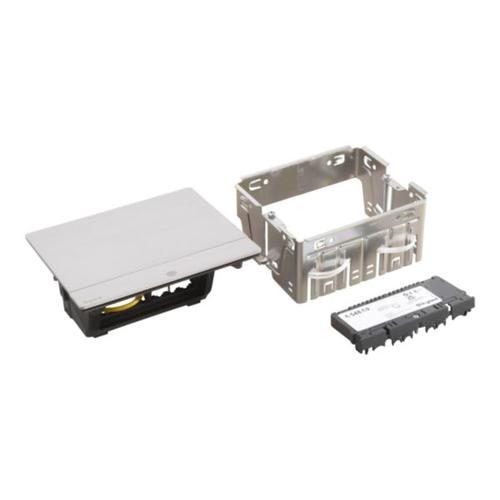 Выдвижной розеточный блок - 4 модуля - нержавеющая сталь