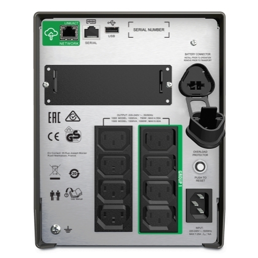UPS - APC Smart-UPS 1500 ВА с Smart Connect Port, 1000 Вт