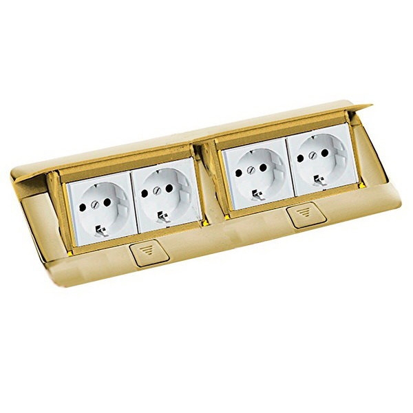 Выдвижной розеточный блок - 8 модулей - латунь