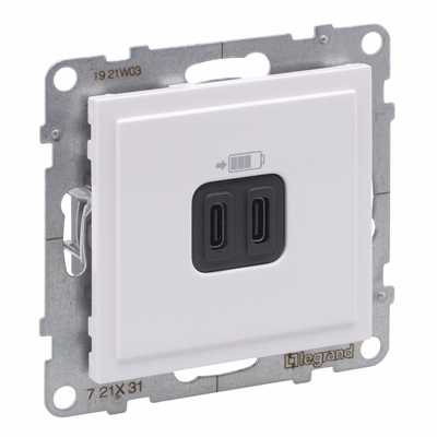 Розетка USB Type C+C 3A 15W - Suno - белый