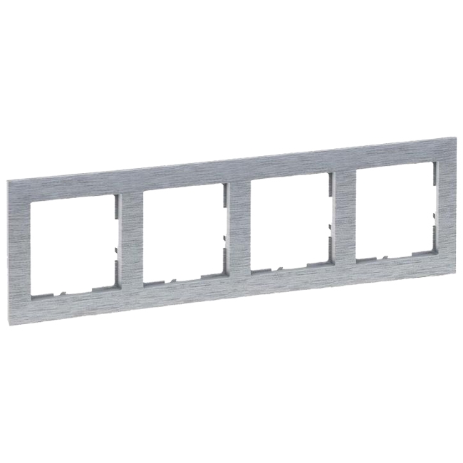 Рамка 4 поста - Suno - brushed aluminium