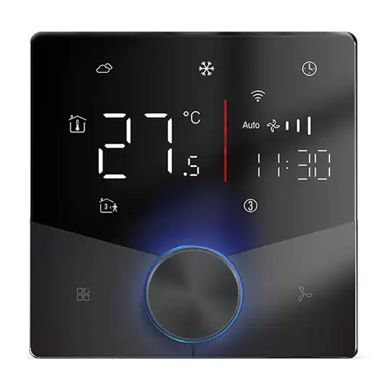 Термостат для 2 трубных фанкойлов - черный