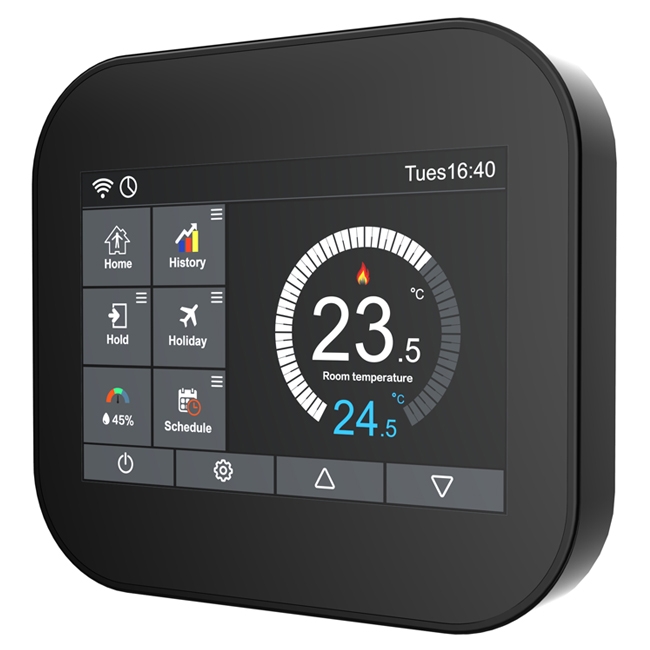 Термостат для электрических теплых полов с WIFI - черный