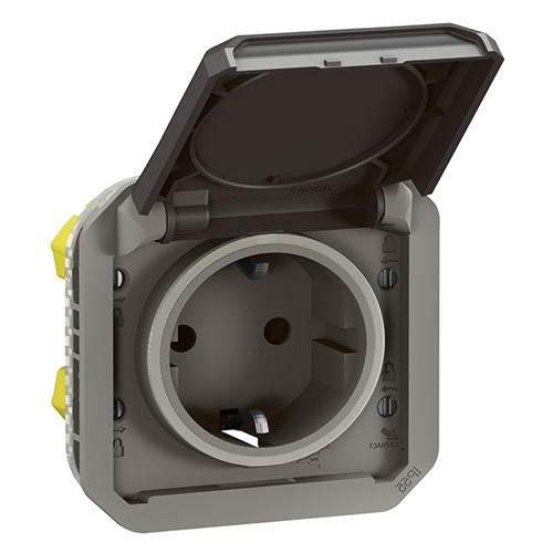 Розетка 2К+З с винтовыми зажимами - Plexo IP55 - серый