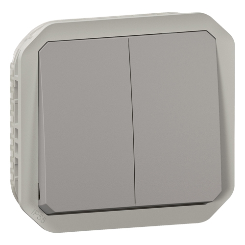 Переключатель двухклавишный - Plexo IP55 - серый