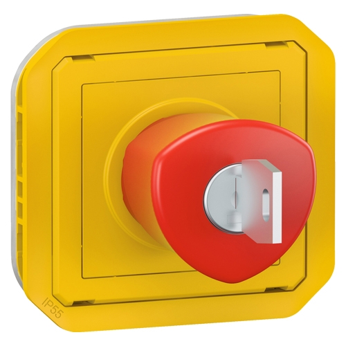 Кнопка экстренного отключения с ключом возврата - Plexo IP55 - желтый/красный
