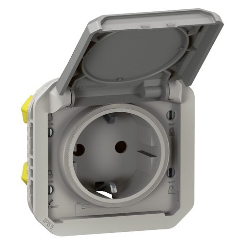 Розетка 2К+З с безвинтовыми зажимами - Plexo IP55 - серый