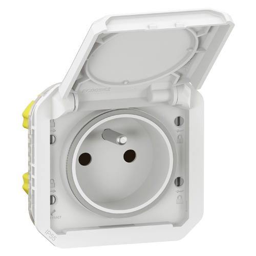 Розетка 2К+З французский с безвинтовыми зажимами - Plexo IP55 - белый