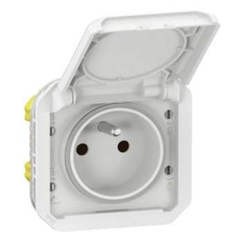 Розетка 2К+З фр. стандарт с безвинтовыми зажимами - Plexo IP55 - белый