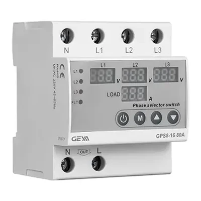 Переключатель трёхфазного/однофазного напряжения GPS8-16 4P 80A - GEYA