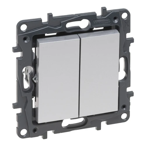 Переключатель двухклавишный - Niloe Step - алюминий