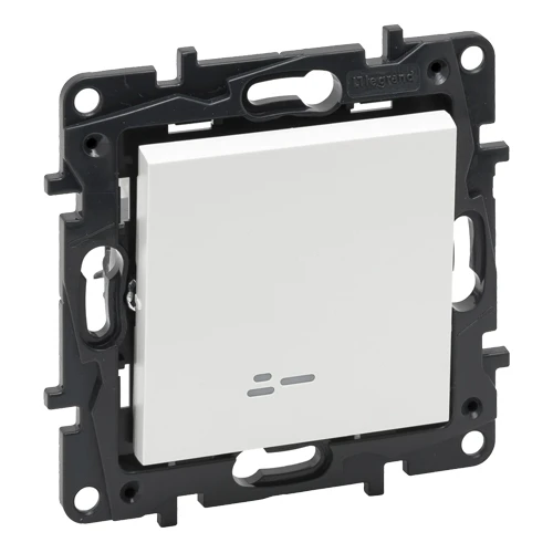 Переключатель одноклавишный с подсветкой - Niloe Step - белый