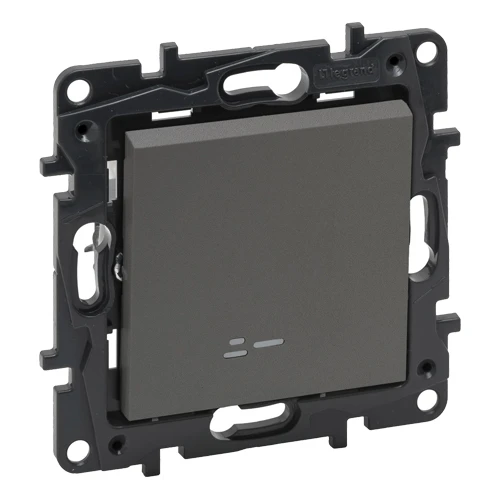 Выключатель одноклавишный с подсветкой - Niloe Step - сталь