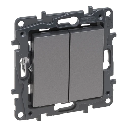 Выключатель двухклавишный - Niloe Step - сталь