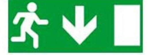 Информационная табличка - дверь на выход вниз - 310х112 мм