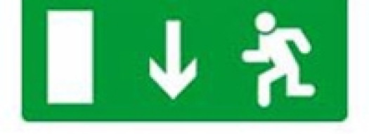 Информационная табличка - дверь на выход вниз - 227х90 мм