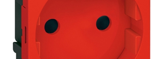 Розетка 2К+3 - 2 модуля - Mosaic - с защитными шторками - красный