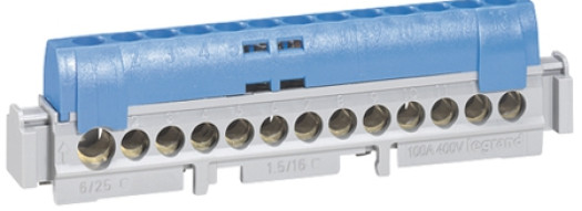 Клеммная колодка IP2X 141 мм - нейтраль - синий