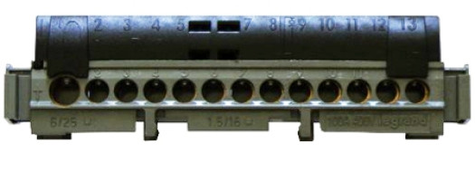 Клеммная колодка IP2X 141 мм - фаза - черная