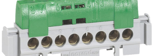 Клеммная колодка IP2X 141 мм - земля - зеленый