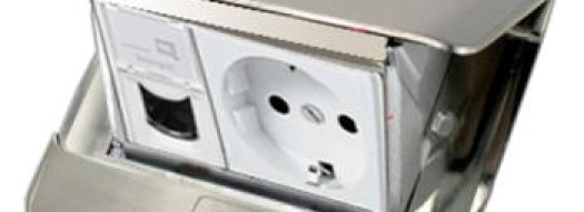 Выдвижной розеточный блок - 3 модуля - нержавеющая сталь