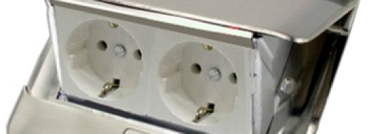 Выдвижной розеточный блок - 4 модуля - нержавеющая сталь