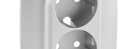 Лицевая панель для двойной силовой розетки 2х2К+З - Valena Allure - алюминий