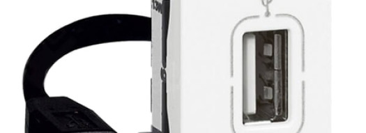 Розетка USB A-тип 3.0 со шнуром - 1 модуль - Mosaic - белый