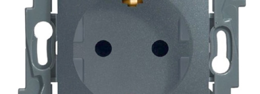 Розетка 2К+3 - Etika - алюминий