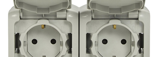 Розетка 2х2К+З IP44 - Forix - серый