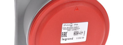 Встраиваемая наклонная розетка 3К+Н+З 32А 380В IP44 - P17 Tempra Pro