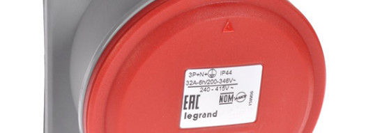 Встраиваемая наклонная розетка 3К+З 32А 380В IP44 - P17 Tempra Pro