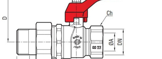 Кран шаровой с внутренней и наружной резьбой и ручкой 1'' - F.I.V. - никелированный
