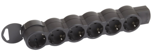 Многорозеточный блок ''Стандарт'' 6 x 2К+З - без кабеля - черный