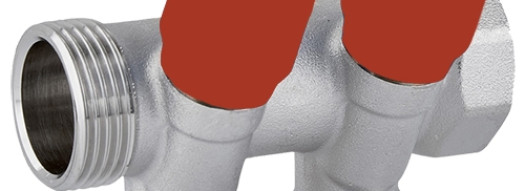 Коллектор с вентилями 1''x 3/4'' EK C322 - 2 выхода - красный - Carlo Poletti