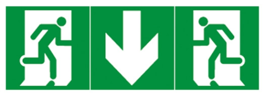 Информационная табличка - 100х200 мм - ''выход + стрелка вниз''