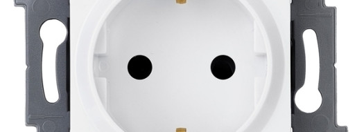 Розетка 2К+З со шторками - Inspiria - белый