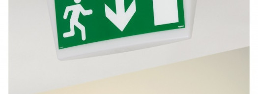 Информационная табличка - дверь на выход вниз - 310х112 мм