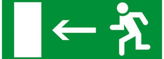 Информационная табличка - дверь на выход налево - 310х112 мм