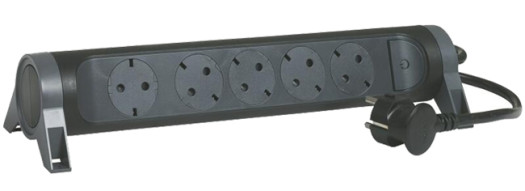 Многорозеточный блок ''Комфорт'' 5 x 2К+З - с кабелем длиной 1,5 - черный