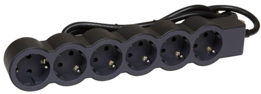 Многорозеточный блок ''Стандарт'' 6 x 2К+З - с кабелем длиной 1,5 м - черный