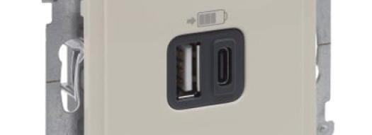 Розетка USB Type A+C 3A 15W - Suno - слоновая кость