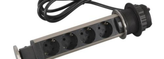 Выдвижной розеточный блок - Incara Tower 60 - 4 розетки - алюмин