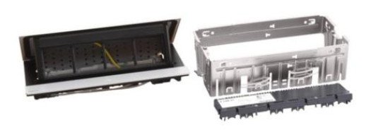 Выдвижной розеточный блок - 8 модулей - алюминий