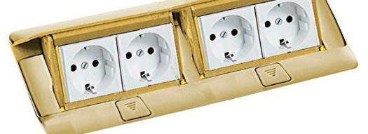 Выдвижной розеточный блок - 8 модулей - латунь