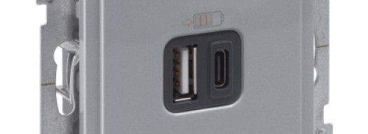 Розетка USB Type A+C 3A 15W - Suno - алюминий