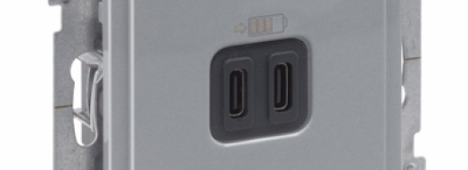 Розетка USB Type C+C 3A 15W - Suno - алюминий