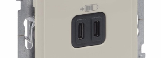 Розетка USB Type C+C 3A 15W - Suno - слоновая кость