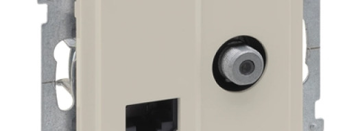 Розетка TV-F с RJ45 6 UTP - Suno - слоновая кость