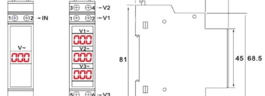 Цифровой вольтметр трехфазный NV-3P на DIN-рейку - GEYA
